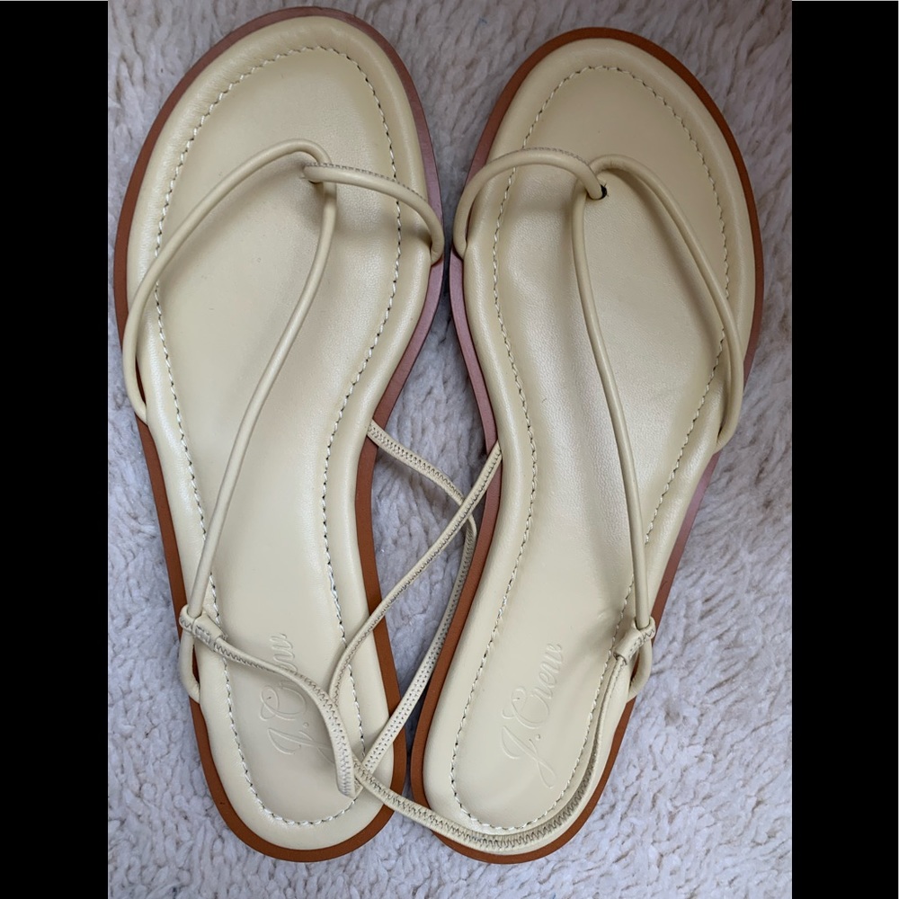 NEW! Jcrew pale yellow smooth leather  kid asymmetric sandal